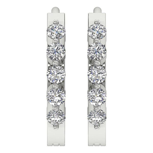 SI1 H 1/2Carat Round Cut Diamond Hoops Earrings Pave Set 14K Solid Yellow Gold/White Gold/Rose Gold Authenticate Certificate