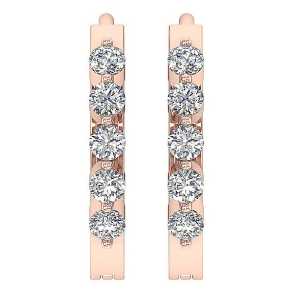 SI1 H 1/2Carat Round Cut Diamond Hoops Earrings Pave Set 14K Solid Yellow Gold/White Gold/Rose Gold Authenticate Certificate