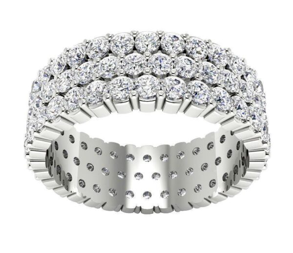 3 Row Eternity Engagement Ring I1 H 3.50Ct Natural Diamod 14k Solid Yellow Gold/White Gold/Rose Gold Authenticate Certificate
