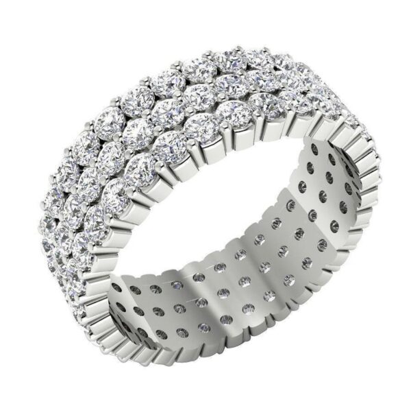 3 Row Eternity Engagement Ring I1 H 3.50Ct Natural Diamod 14k Solid Yellow Gold/White Gold/Rose Gold Authenticate Certificate