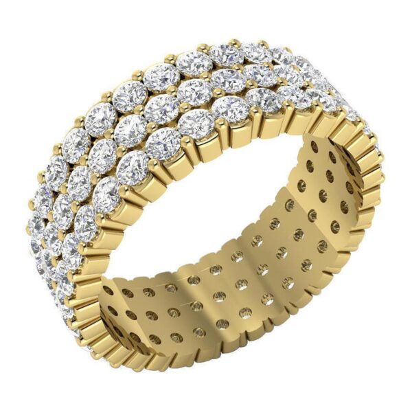 3 Row Eternity Engagement Ring I1 H 3.50Ct Natural Diamod 14k Solid Yellow Gold/White Gold/Rose Gold Authenticate Certificate