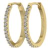 Hoop Earring I1 G 0.25 Ct Round Cut Diamond Pave Set 14K Solid Yellow Gold/White Gold/Rose Gold Authenticate Certificate 0.80 Inch