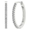 Hoop Earring I1 G 0.25 Ct Round Cut Diamond Pave Set 14K Solid Yellow Gold/White Gold/Rose Gold Authenticate Certificate 0.80 Inch