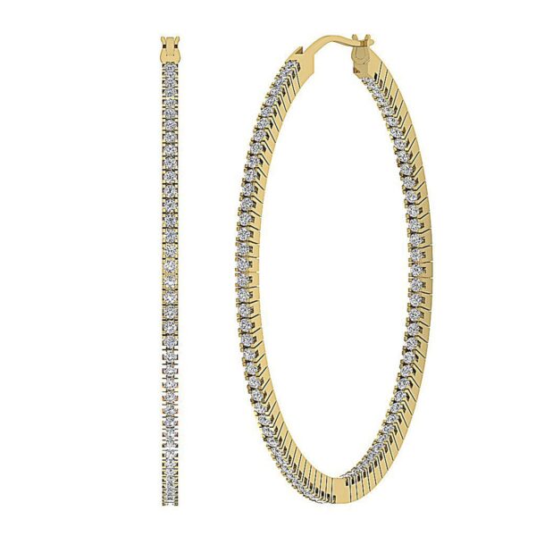 E VS1 1.01Ct Round Diamond Hoops Earrings 4K Solid Yellow Gold/White Gold/Rose Gold Authenticate Certificate