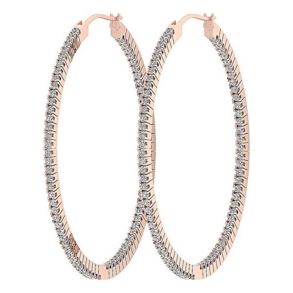 E VS1 1.01Ct Round Diamond Hoops Earrings 4K Solid Yellow Gold/White Gold/Rose Gold Authenticate Certificate