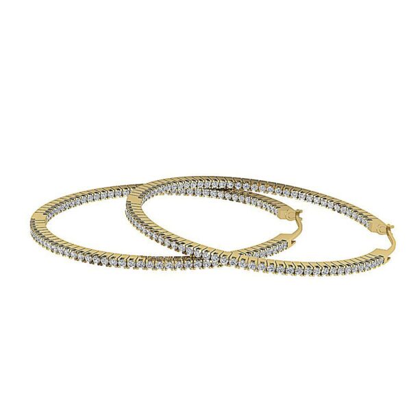 E VS1 1.01Ct Round Diamond Hoops Earrings 4K Solid Yellow Gold/White Gold/Rose Gold Authenticate Certificate