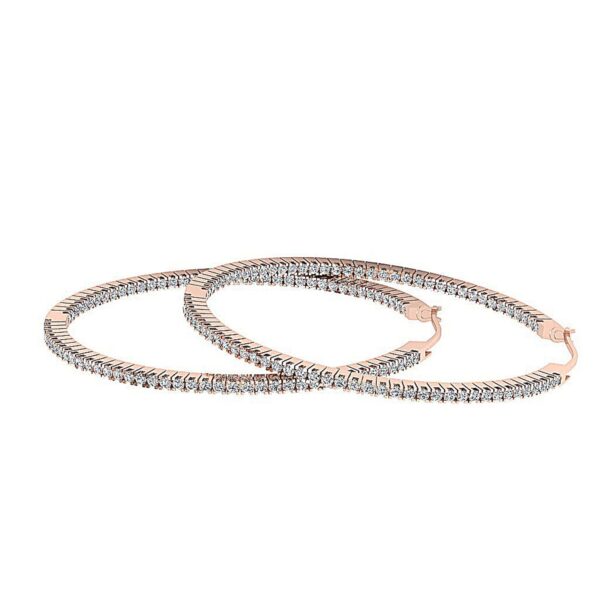 E VS1 1.01Ct Round Diamond Hoops Earrings 4K Solid Yellow Gold/White Gold/Rose Gold Authenticate Certificate