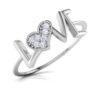 Love Letter Diamond Ring SI1 H 0.05 Ct Round Cut Valantine Gift 14K Solid Yellow Gold Authenticate Certificate