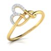 Twin Love Heart Diamond Ring SI1 H 0.05 Ct Round Cut Valantine Gift 14K Solid Yellow Gold Authenticate Certificate