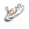 Love Heart Diamond Ring SI1 H 0.02 Ct Round Cut Valantine Gift 14K Solid Yellow Gold Authenticate Certificate