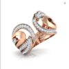 CRESCENT Fashion Engagement Ring SI H 0.57 Ct Natural Diamod 14k Solid Yellow Gold/White Gold/Rose Gold Authenticate Certificate
