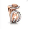 CRESCENT Fashion Engagement Ring SI H 0.57 Ct Natural Diamod 14k Solid Yellow Gold/White Gold/Rose Gold Authenticate Certificate