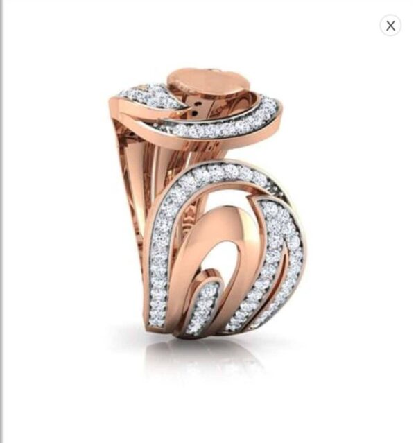 CRESCENT Fashion Engagement Ring SI H 0.57 Ct Natural Diamod 14k Solid Yellow Gold/White Gold/Rose Gold Authenticate Certificate