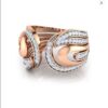 CRESCENT Fashion Engagement Ring SI H 0.57 Ct Natural Diamod 14k Solid Yellow Gold/White Gold/Rose Gold Authenticate Certificate