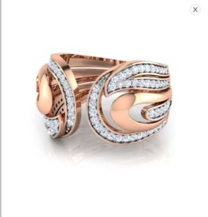 CRESCENT Fashion Engagement Ring SI H 0.57 Ct Natural Diamod 14k Solid Yellow Gold/White Gold/Rose Gold Authenticate Certificate