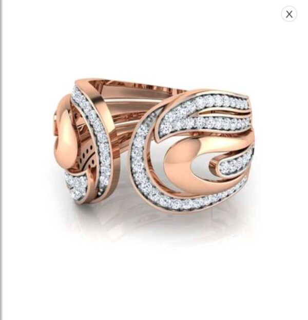 CRESCENT Fashion Engagement Ring SI H 0.57 Ct Natural Diamod 14k Solid Yellow Gold/White Gold/Rose Gold Authenticate Certificate