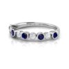 Real Diamond & Sapphire Half Eternity Band 14K Solid Yellow Gold/White Gold/Rose Gold Authenticate Certificate
