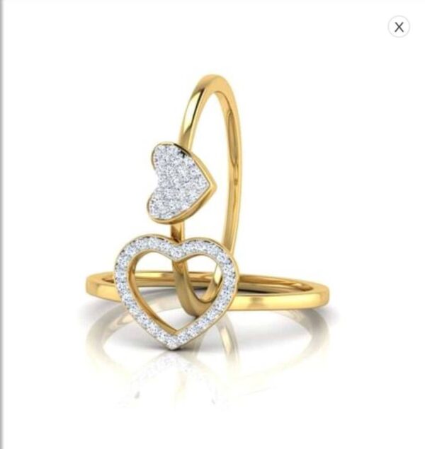 Valantine Day Special Diamond Ring 3 in 1 Heart Shape Ring SI1 H 0.15 Ct Round Cut 14K Solid Yellow Gold Authenticate Certificate