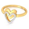 Dual Heart Band Diamond Ring SI1 H 0.11 Ct Round Cut 14K Solid Yellow Gold Authenticate Certificate