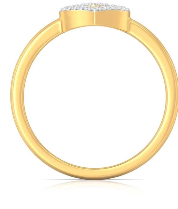 Dual Heart Band Diamond Ring SI1 H 0.11 Ct Round Cut 14K Solid Yellow Gold Authenticate Certificate