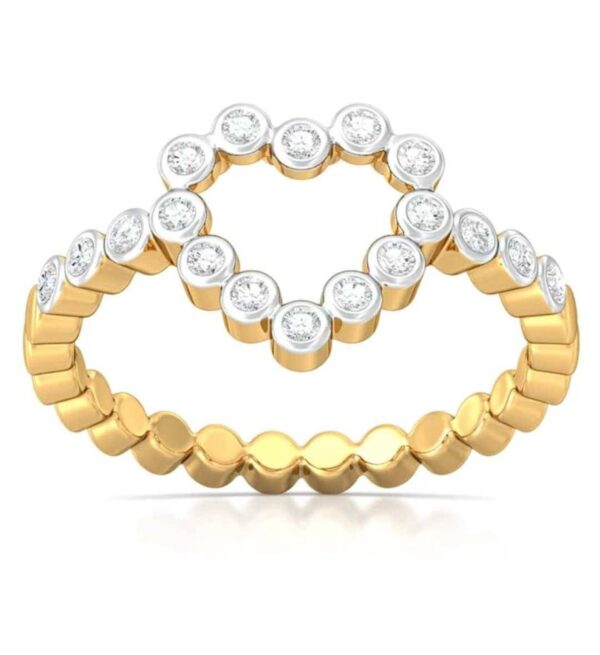 Heart Shape Diamond Ring SI1 H 0.18 Ct Round Cut Valantine Gift 14K Solid Yellow Gold Authenticate Certificate