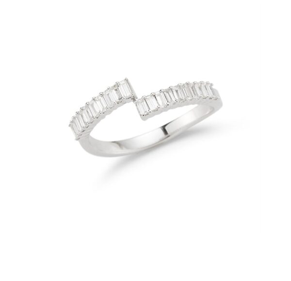 Real White Baguette Half Band 14K Solid Yellow Gold/White Gold/Rose Gold Authenticate Certificate
