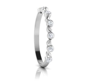 Floral Dot Diamond Ring SI1 H 0.11 Ct Round Cut 14K Solid Yellow Gold Authenticate Certificate