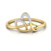 Twin Love Heart Diamond Ring SI1 H 0.05 Ct Round Cut Valantine Gift 14K Solid Yellow Gold Authenticate Certificate