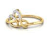 Twin Love Heart Diamond Ring SI1 H 0.05 Ct Round Cut Valantine Gift 14K Solid Yellow Gold Authenticate Certificate