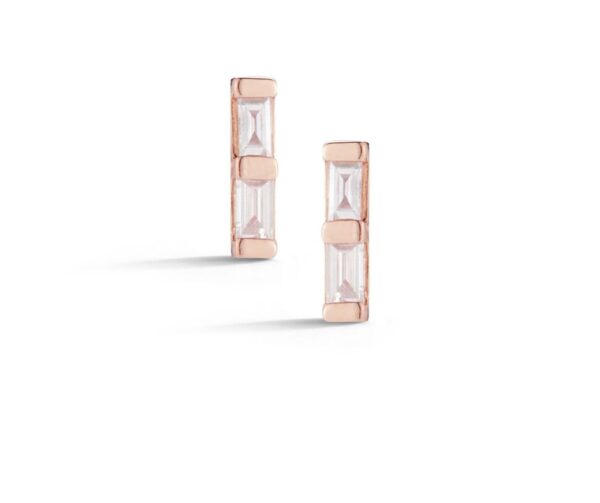 VVS F 0.08Ct Buggettee Diamond Earrings 14K Solid Yellow Gold/White Gold/Rose Gold Authenticate Certificate