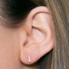VVS F 0.08Ct Buggettee Diamond Earrings 14K Solid Yellow Gold/White Gold/Rose Gold Authenticate Certificate