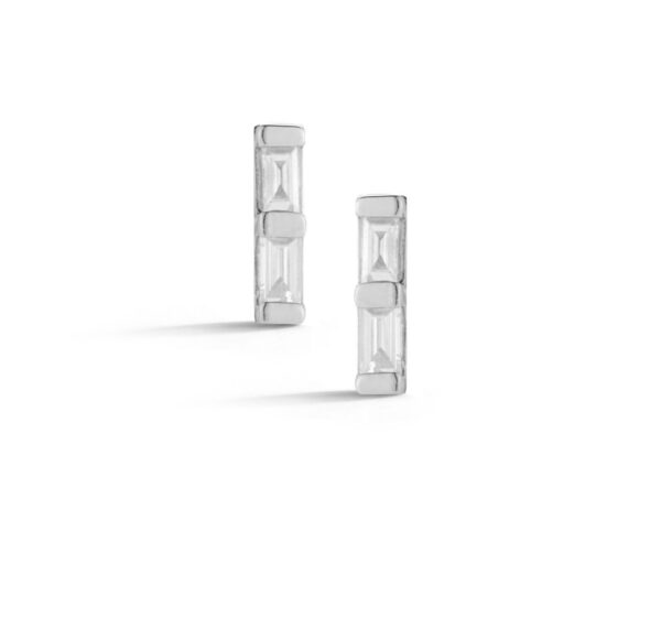 VVS F 0.08Ct Buggettee Diamond Earrings 14K Solid Yellow Gold/White Gold/Rose Gold Authenticate Certificate