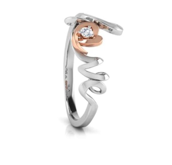 Love Heart Diamond Ring SI1 H 0.02 Ct Round Cut Valantine Gift 14K Solid Yellow Gold Authenticate Certificate