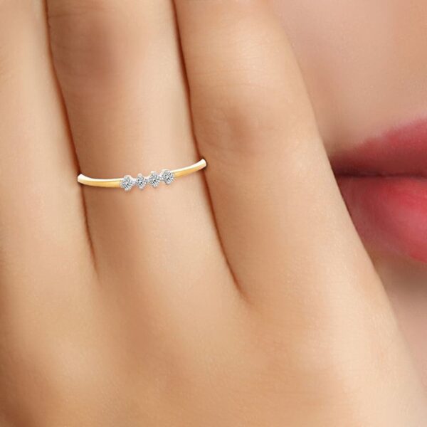 SI H 0.06Ct Round Four Real Diamond/Lab Grown Diamond 14Kt White Gold/Rose Gold/ Yellow Gold Anniversary/Wedding Ring With Certificate