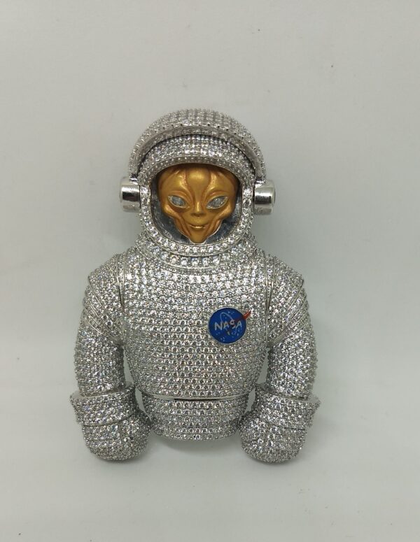 3" Long Spaceman Suit with Alien Face having Shutter mechanism 925 Silver Customized Fully Studded with CZ/ Moissainite Trendy Pendant