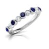 Real Diamond & Sapphire Half Eternity Band 14K Solid Yellow Gold/White Gold/Rose Gold Authenticate Certificate