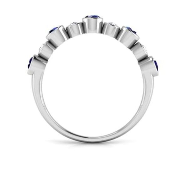 Real Diamond & Sapphire Half Eternity Band 14K Solid Yellow Gold/White Gold/Rose Gold Authenticate Certificate