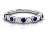 Real Diamond & Sapphire Half Eternity Band 14K Solid Yellow Gold/White Gold/Rose Gold Authenticate Certificate