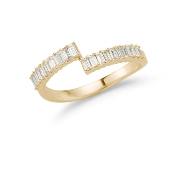 Real White Baguette Half Band 14K Solid Yellow Gold/White Gold/Rose Gold Authenticate Certificate