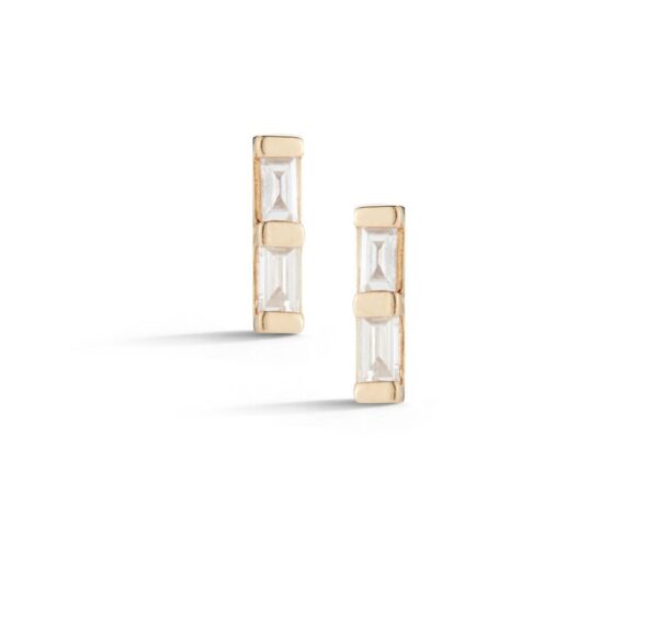 VVS F 0.08Ct Buggettee Diamond Earrings 14K Solid Yellow Gold/White Gold/Rose Gold Authenticate Certificate