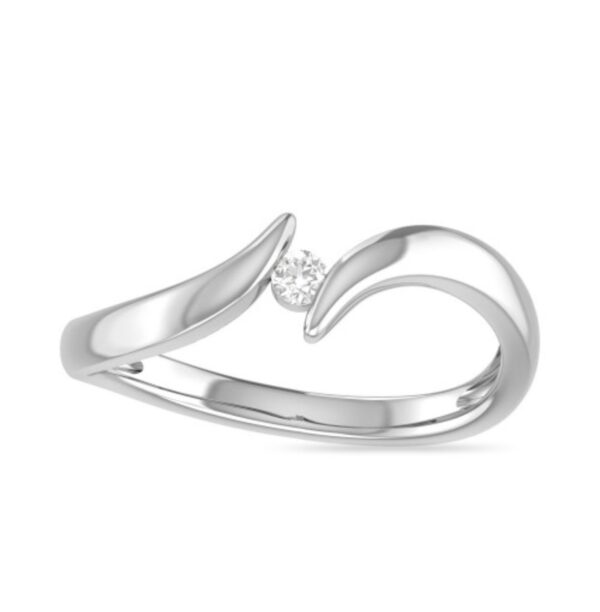 Single Solitaire Diamond Ring SI1 H 0.10 Ct Round Cut 14K Solid White Gold Authenticate Certificate