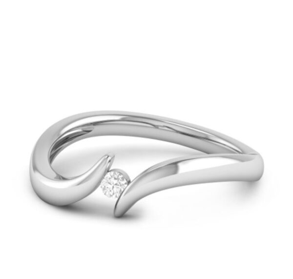 Single Solitaire Diamond Ring SI1 H 0.10 Ct Round Cut 14K Solid White Gold Authenticate Certificate