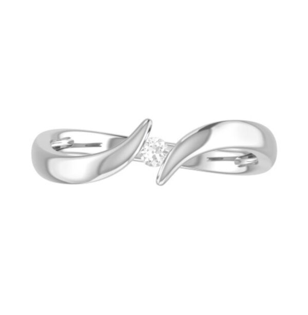Single Solitaire Diamond Ring SI1 H 0.10 Ct Round Cut 14K Solid White Gold Authenticate Certificate