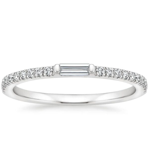 Center Baguette & Rest Round Band SI F-G 0.21 TCt Diamond Prong Set 14K Solid Yellow Gold/White Gold/Rose Gold Authenticate Certificate