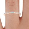 Center Baguette & Rest Round Band SI F-G 0.21 TCt Diamond Prong Set 14K Solid Yellow Gold/White Gold/Rose Gold Authenticate Certificate