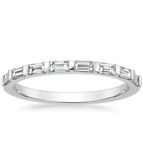 Total 8 Baguette Band SI F-G 0.26 Ct Diamond Prong Set 14K Solid Yellow Gold/White Gold/Rose Gold Authenticate Certificate