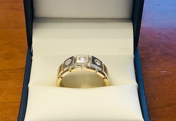Men's Band SI H 0.30Ct Real Diamond Ring 14Kt White Gold/Yellow Gold/Rose Gold With Authenticate Certificate For Father's Day