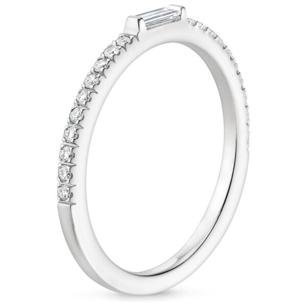 Center Baguette & Rest Round Band SI F-G 0.21 TCt Diamond Prong Set 14K Solid Yellow Gold/White Gold/Rose Gold Authenticate Certificate