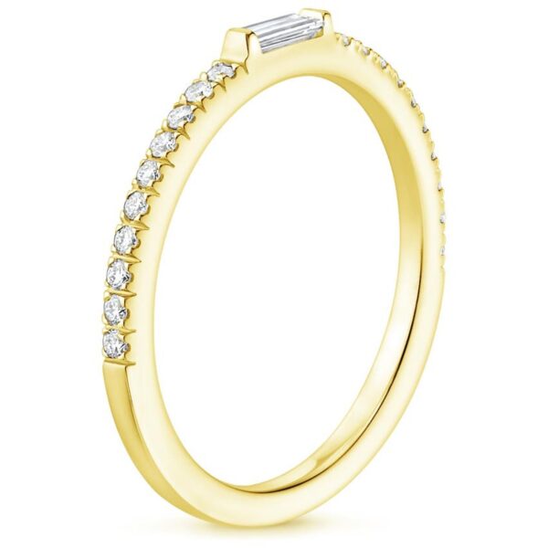 Center Baguette & Rest Round Band SI F-G 0.21 TCt Diamond Prong Set 14K Solid Yellow Gold/White Gold/Rose Gold Authenticate Certificate