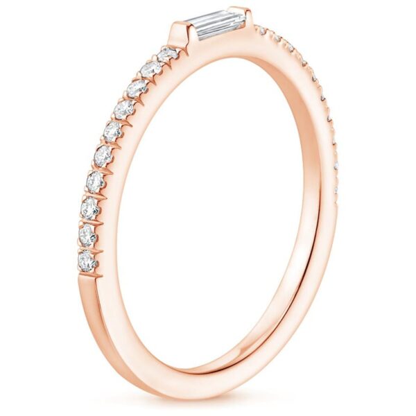 Center Baguette & Rest Round Band SI F-G 0.21 TCt Diamond Prong Set 14K Solid Yellow Gold/White Gold/Rose Gold Authenticate Certificate